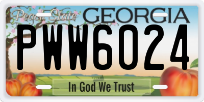 GA license plate PWW6024