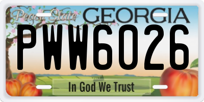 GA license plate PWW6026