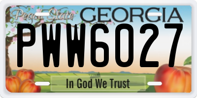 GA license plate PWW6027