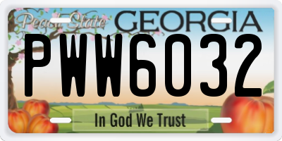 GA license plate PWW6032