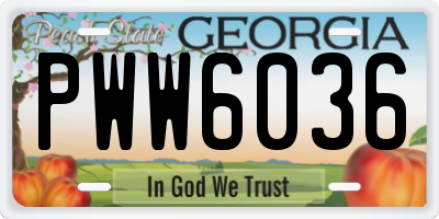 GA license plate PWW6036
