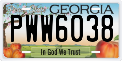 GA license plate PWW6038