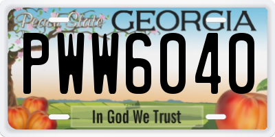 GA license plate PWW6040