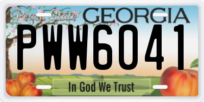 GA license plate PWW6041