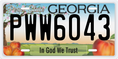 GA license plate PWW6043