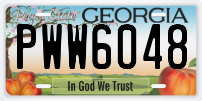 GA license plate PWW6048