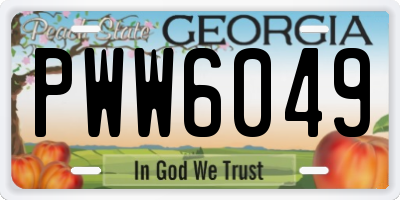 GA license plate PWW6049