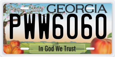 GA license plate PWW6060