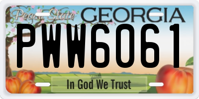 GA license plate PWW6061
