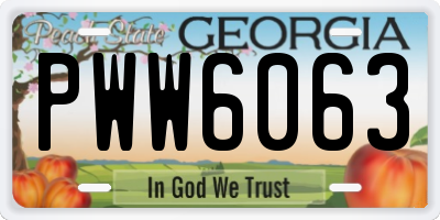 GA license plate PWW6063