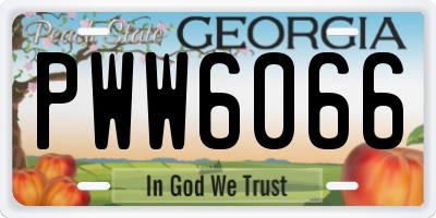 GA license plate PWW6066