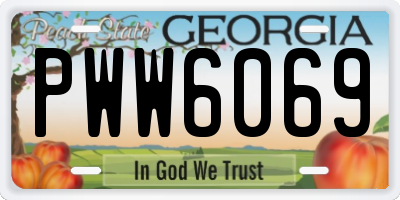 GA license plate PWW6069