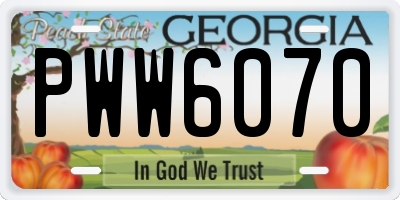 GA license plate PWW6070