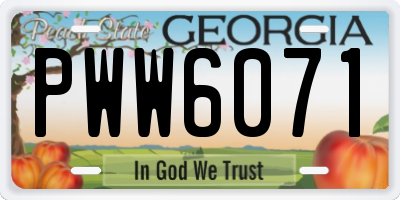 GA license plate PWW6071