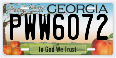 GA license plate PWW6072
