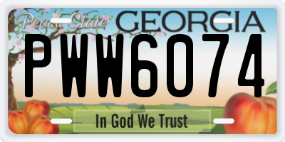 GA license plate PWW6074