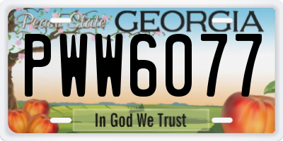 GA license plate PWW6077