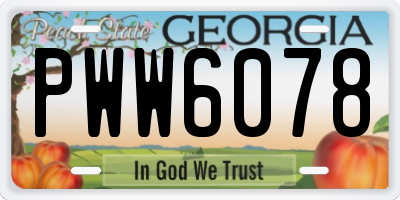 GA license plate PWW6078