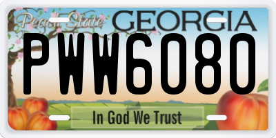 GA license plate PWW6080