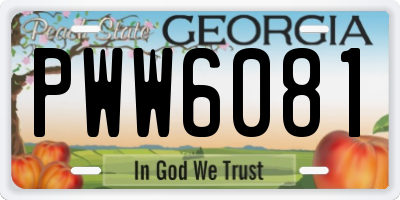 GA license plate PWW6081