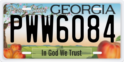 GA license plate PWW6084