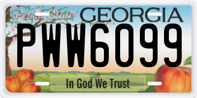 GA license plate PWW6099