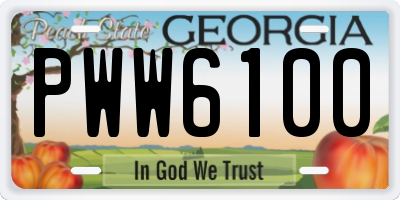 GA license plate PWW6100