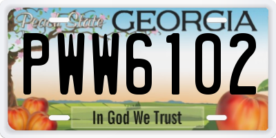 GA license plate PWW6102