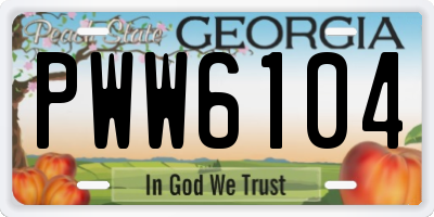 GA license plate PWW6104