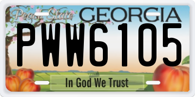 GA license plate PWW6105