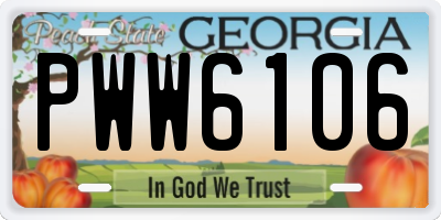 GA license plate PWW6106