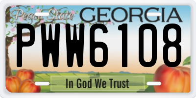GA license plate PWW6108