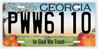 GA license plate PWW6110