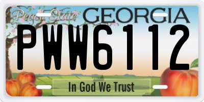 GA license plate PWW6112