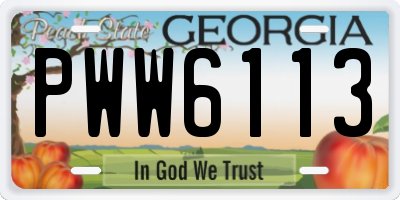 GA license plate PWW6113