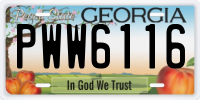 GA license plate PWW6116