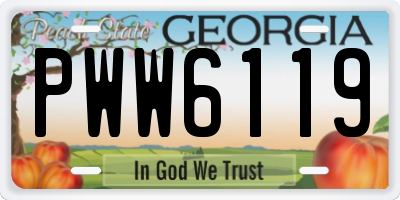 GA license plate PWW6119