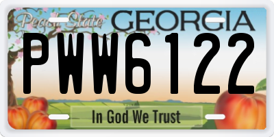 GA license plate PWW6122