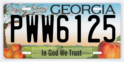 GA license plate PWW6125