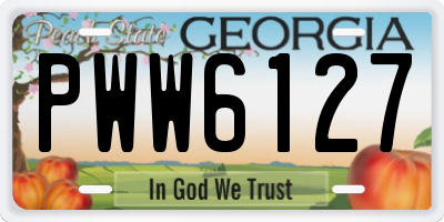 GA license plate PWW6127