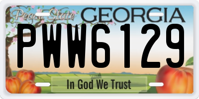 GA license plate PWW6129