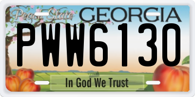 GA license plate PWW6130
