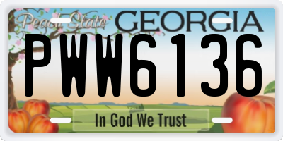 GA license plate PWW6136