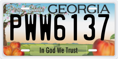 GA license plate PWW6137