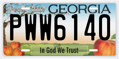 GA license plate PWW6140
