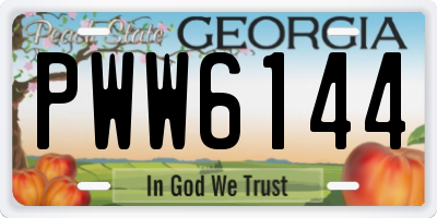 GA license plate PWW6144
