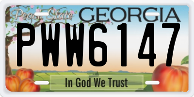 GA license plate PWW6147