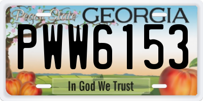 GA license plate PWW6153