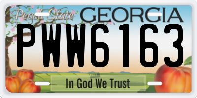 GA license plate PWW6163