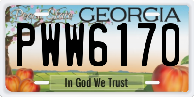 GA license plate PWW6170